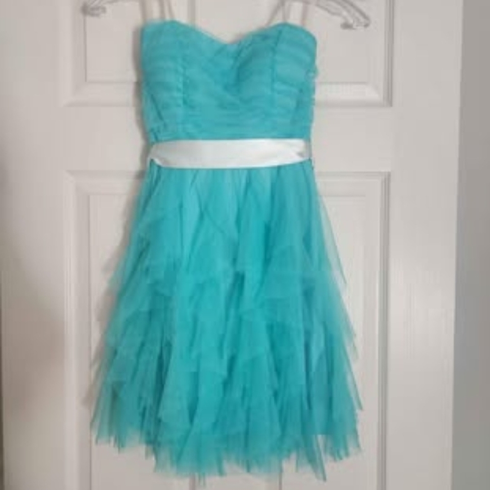 Teeze Me Turquoise Layered Kids Dress